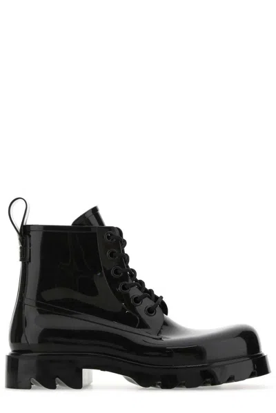 Bottega Veneta Lace-up Rubber Ankle Boots In Black