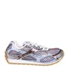 Bottega Veneta Men Orbit Leather And Mesh Sneakers In Blue