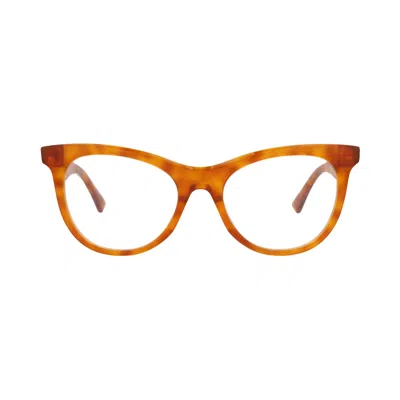 Pre-owned Bottega Veneta Round-frame Acetate Optical Frames 'havana Transparent' | Multi-color | Women's Size  In Multicolor