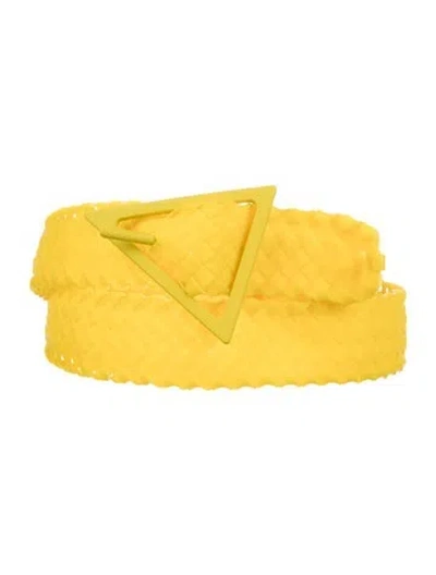 Pre-owned Bottega Veneta Rubber Braided Accents Belt In Yellow
