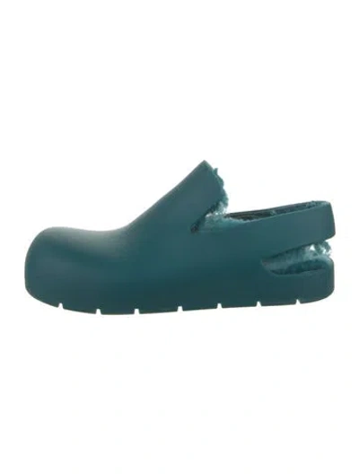 Pre-owned Bottega Veneta Rubber Fur Trim Mules In Blue