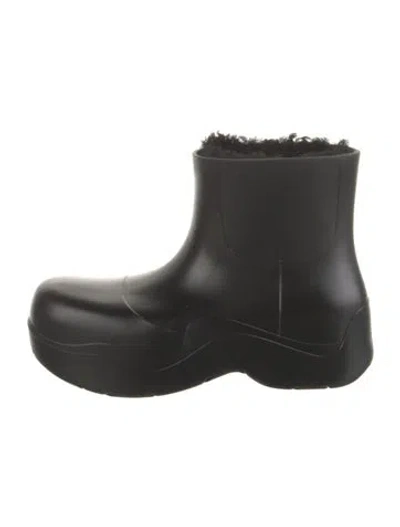 Pre-owned Bottega Veneta Rubber Fur Trim Rain Boots W/ Tags In Black