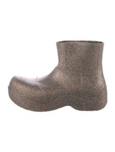 Pre-owned Bottega Veneta Rubber Glitter Accents Rain Boots In Red