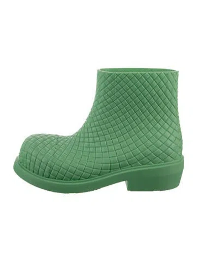 Pre-owned Bottega Veneta Rubber Patterned Boots W/ Tags In Green