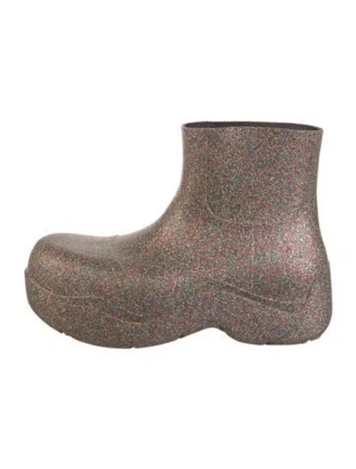 Pre-owned Bottega Veneta Rubber Patterned Rain Boots In Silver