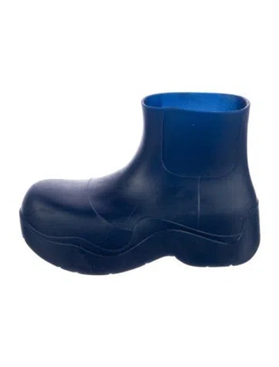 Pre-owned Bottega Veneta Rubber Rain Boots In Blue