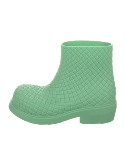 Pre-owned Bottega Veneta Rubber Rain Boots In Green