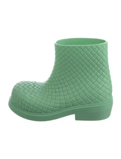 Pre-owned Bottega Veneta Rubber Rain Boots In Green