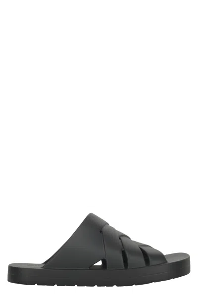 Bottega Veneta Rubber Slides In Black