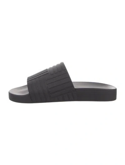 Pre-owned Bottega Veneta Rubber Slides In Black