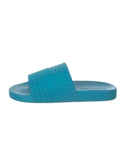 Pre-owned Bottega Veneta Rubber Slides In Blue
