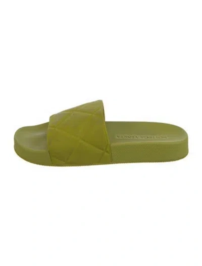 Pre-owned Bottega Veneta Rubber Slides In Green
