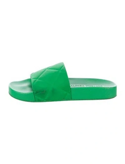 Pre-owned Bottega Veneta Rubber Slides In Green