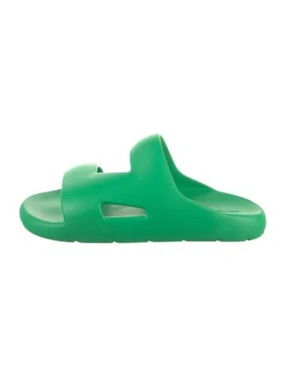 Pre-owned Bottega Veneta Rubber Slides In Green