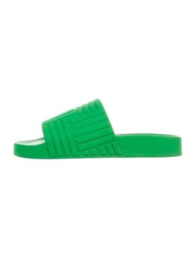 Pre-owned Bottega Veneta Rubber Slides In Green