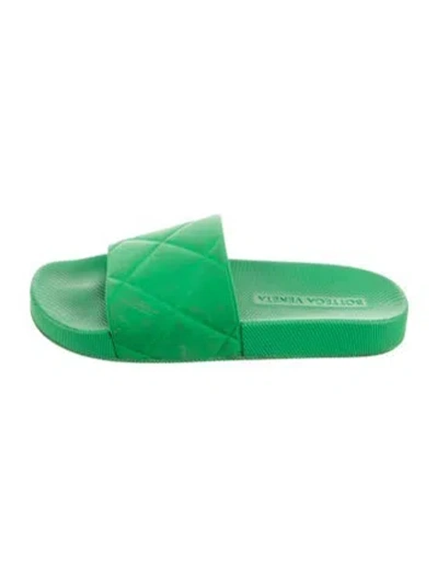 Pre-owned Bottega Veneta Rubber Slides In Green