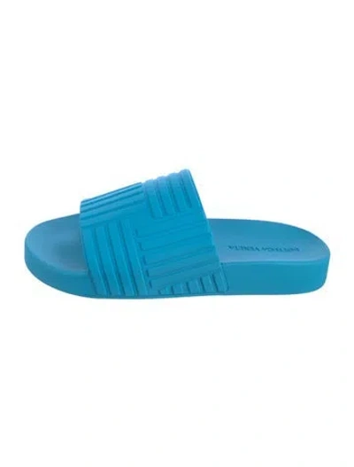 Pre-owned Bottega Veneta Rubber Slides W/ Tags In Blue
