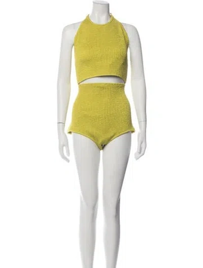Pre-owned Bottega Veneta Ruffle Embellishment Bikini In Yellow