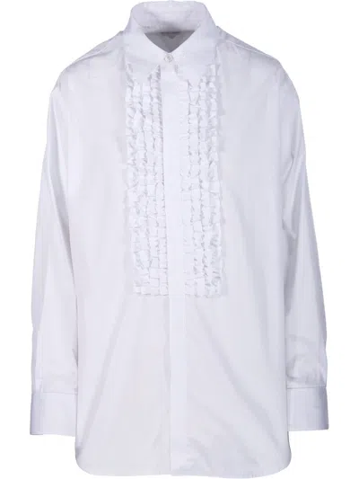 Bottega Veneta Ruffled Detail Shirt In White
