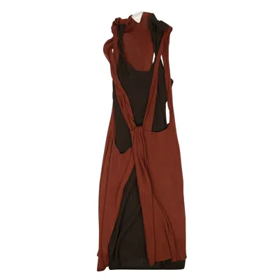Pre-owned Bottega Veneta Rust & Brown Deconstructed Sweater Dress Size 4/40 $3100
