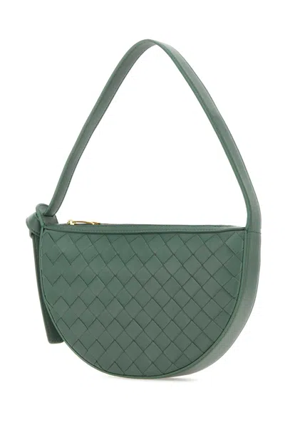 Bottega Veneta Sage Green Leather Mini Sunrise Shoulder Bag In Alohe