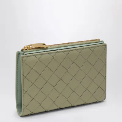 Bottega Veneta Sage Green Medium Bi-fold Wallet In Intrecciato In Grey