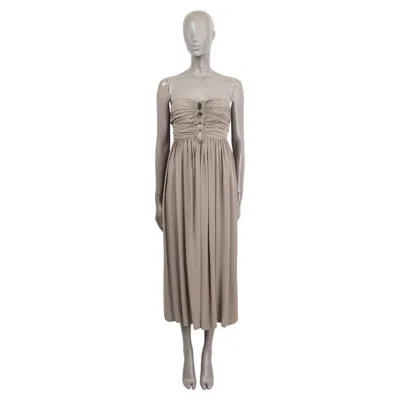 Pre-owned Bottega Veneta Sage Green Silk Bustier Midi Dress 42 S