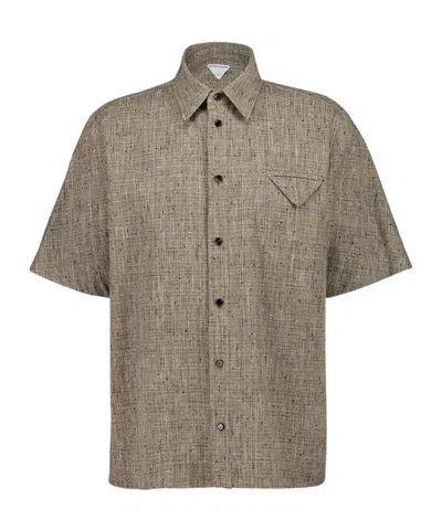 Bottega Veneta Sahara Mel Short-sleeve Flecked Shirt In Brown