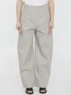 Bottega Veneta Sailor Mid-rise Wide-leg Trousers In Beige