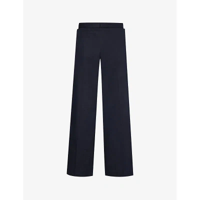 Bottega Veneta Mens Midnight Blue Sailor Pressed-crease Wide-leg Mid-rise Cotton Trousers