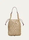 Bottega Veneta Salina Macrame Top Handle Bag In 6116 Jam-zest-sea