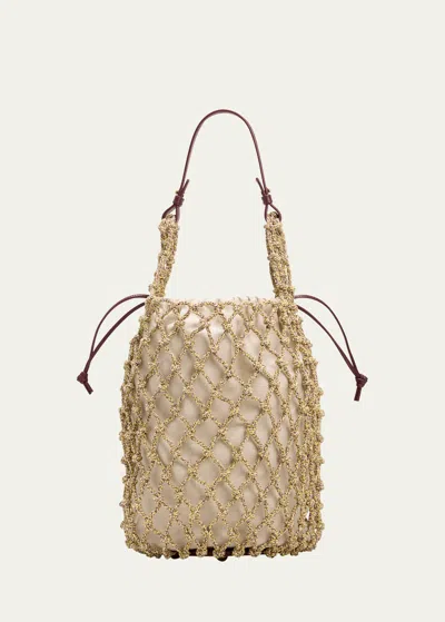 Bottega Veneta Salina Macrame Top Handle Bag In 6116 Jam-zest-sea