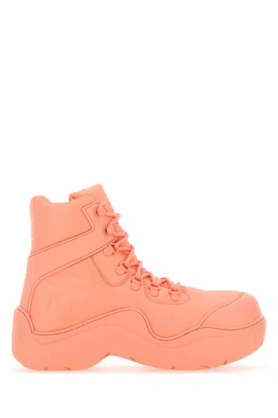 Bottega Veneta Salmon Nylon And Rubber Puddle Bomber Ankle Boots In 6807