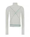 Bottega Veneta Turtleneck Contrast Stitched Jumper In White