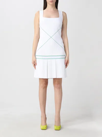 Bottega Veneta Sleeveless Square Neck X-stitching Tennis Dress In White
