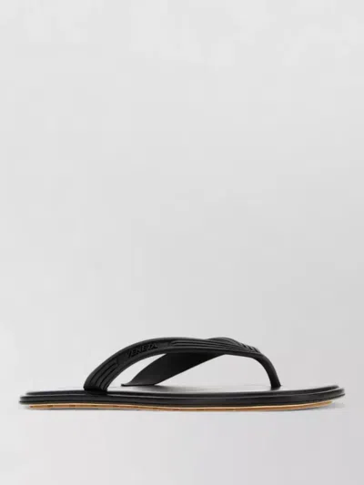 Bottega Veneta Sampieri Rubber Thong Flat Sole Slippers In Black