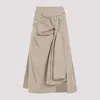 Bottega Veneta Pleated Cotton Long Skirt In Nude & Neutrals