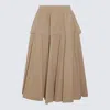 Bottega Veneta Pleated Midi Skirt In Sand