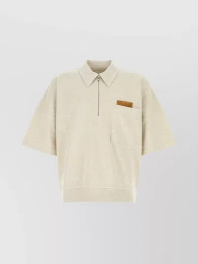 Bottega Veneta Sand Cotton Polo Shirt With Chest Pocket In Yellow