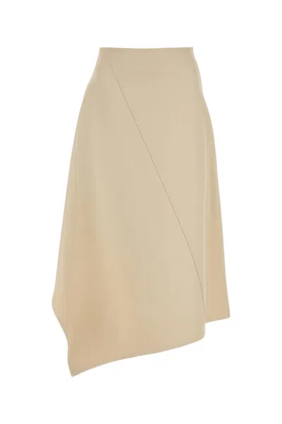 Bottega Veneta Asymmetric Midi Skirt In Beige