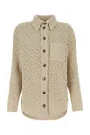 Bottega Veneta Cotton Crochet Shirt In Bone/cloud