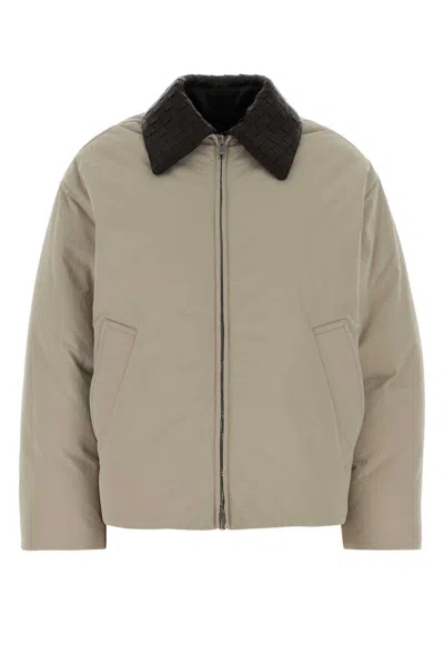 Bottega Veneta Sand Nylon Down Jacket In Gray
