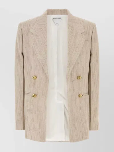 Bottega Veneta Sand Viscose Blend Blazer With Gold Buttons