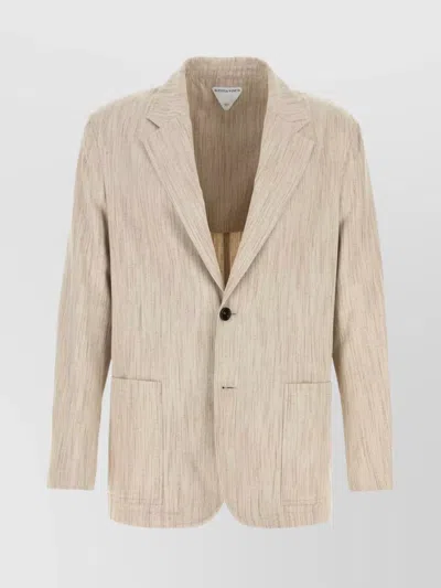 BOTTEGA VENETA SAND VISCOSE BLEND BLAZER WITH NOTCH LAPEL