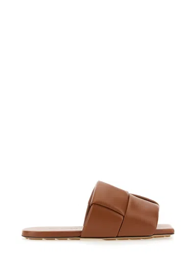 Bottega Veneta Patch Slide Sandals In Padded Maxi Intrecciato Nappa In Brown