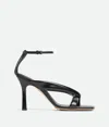Bottega Veneta Riva Padded Glossed-leather Sandals In Black