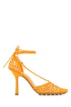 Bottega Veneta Stretch Square-toe Ankle-strap Mesh Pumps In 7593