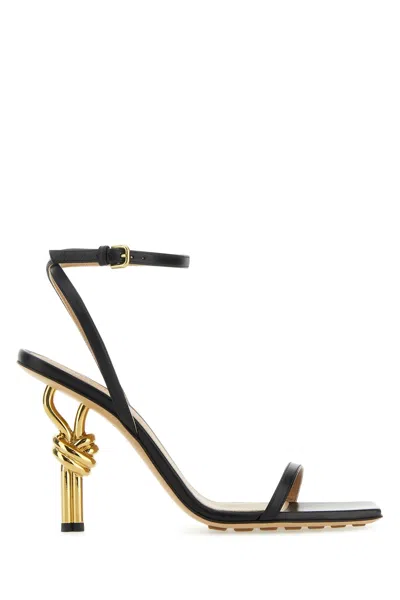 Bottega Veneta Leather Knot-heel Ankle-strap Sandals In Black