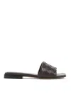 Bottega Veneta Flat Sandals With Intrecciato Leather Strap In Black