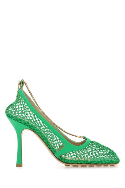 BOTTEGA VENETA GRASS GREEN MESH STRETCH PUMPS